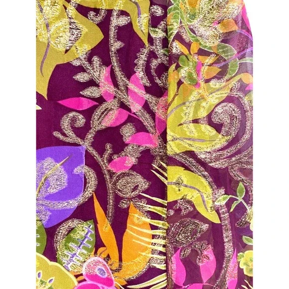 Garfinckel's Washington Stunning 1960'sVintage Multicolor ,gold sheen Maxi dress - Picture 7 of 9